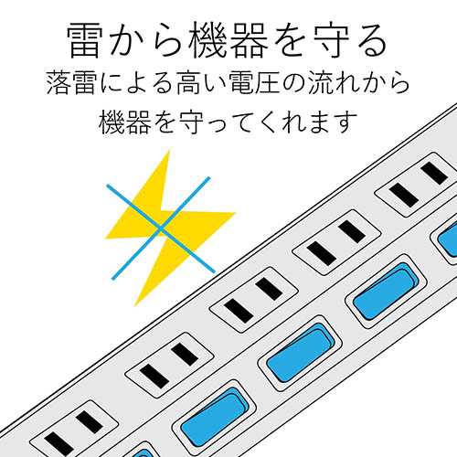 エレコム(ELECOM) T-K6A-2625WH(ホワイト) ほこり防止付雷ガードタップ