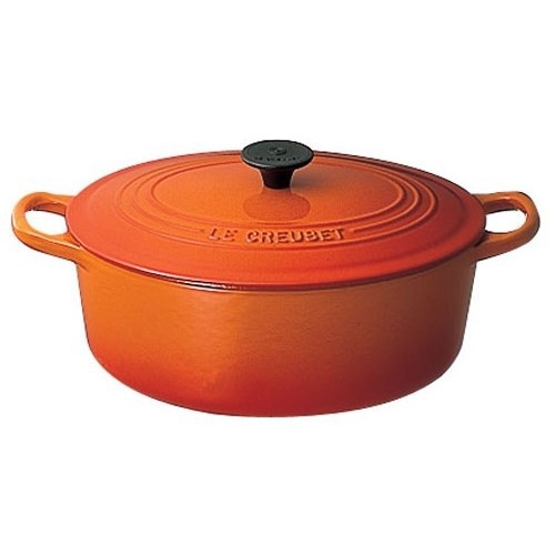 ル・クルーゼ(LE CREUSET) ココット オーバル IH対応 両手鍋 27cm 2502-27(オレンジ)