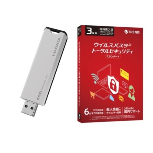 SSPS-US2W スティックSSD 2TB + ウイルスバスター トータルセキュリティ スタンダード 3年版 同時購入用セット