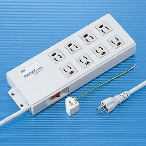 サンワサプライ 抜け止めタップ 8個口(上挿し) 2m TAP-3803Nの通販は