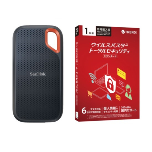 SDSSDE61-1T00-J25 エクストリーム ポータブル SSD 1TB + ウイルスバスター トータルセキュリティ スタンダード 1年版 同時購入用セットの通販は