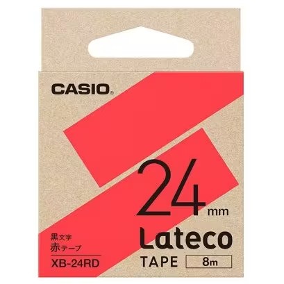 CASIO(カシオ) XB-24RD ラテコテープ 24mm 赤 黒文字