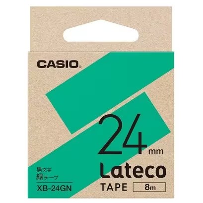 CASIO(カシオ) XB-24GN ラテコテープ 24mm 緑 黒文字