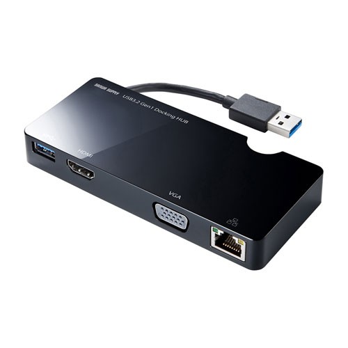 サンワサプライ USB-3H131BK モバイルドッキングステーション USB3.2 Gen1･HDMI･VGA･LAN)