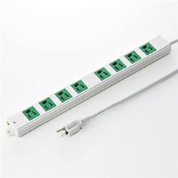 サンワサプライ TAP-K8-3G(グリーン) 工事物件タップ 3ピン8個口 3mの通販は