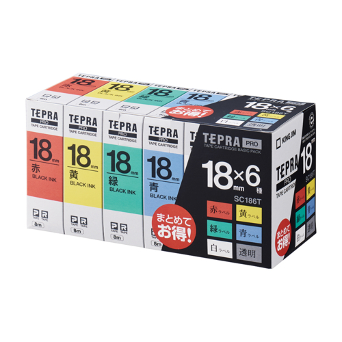 キングジム(KING JIM) テプラPRO ベーシックパック 6種セット 黒文字 18mm SC186Tの通販は