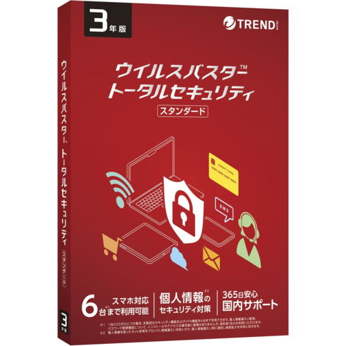 トレンドマイクロ(TRENDMICRO) ウイルスバスター トータルセキュリティ スタンダード 3年版 PKGの通販は 12,121円