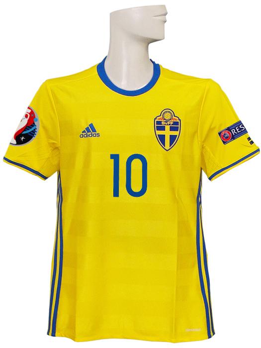 イブラヒモビッチ　スウェーデン代表ユーロ2016 RESPECTバッジ付き アディダス) adidas/16/17スウェーデン代表/ホーム/半袖