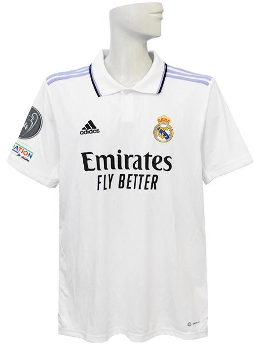 (アディダス) adidas/22/23レアルマドリード/チャンピオンズリーグ/ホーム/半袖/ベンゼマ/CL優勝+FOUNDATIONバッジ付/TI729-HF0291 アディダス) adidas/22/23レアルマドリード/チャンピオンズリーグ