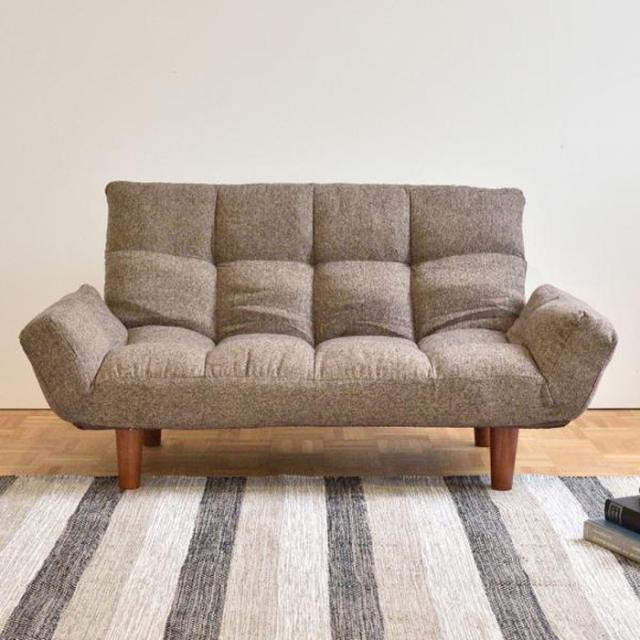 マイナ 折りたたみカウチソファ 【ベージュ】 スチール ポリエステル