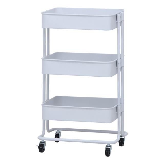 キッチンワゴン バスケット3段 ホワイト LX-0306-3 fj-14266  キッチンワゴン キッチン収納 収納 家具 送料無料 北欧 モダン 家具 インテリア ナチュラル テイスト 新生活 オススメ おしゃれ 後払い