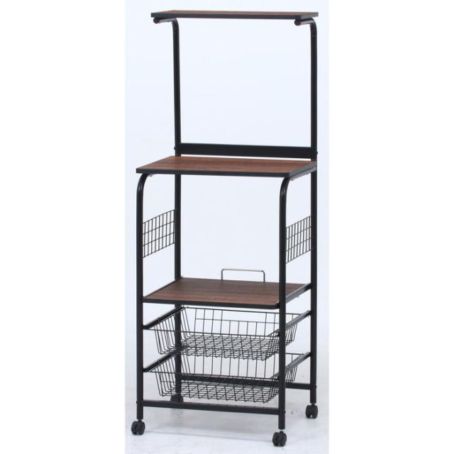 レンジワゴン ブラック／ブラウン FBC-03-1 BK/BR fj-14637  レンジボード キッチン収納 収納 家具 送料無料 北欧 モダン 家具 インテリア ナチュラル テイスト 新生活 オススメ おしゃれ 後払い の通販は