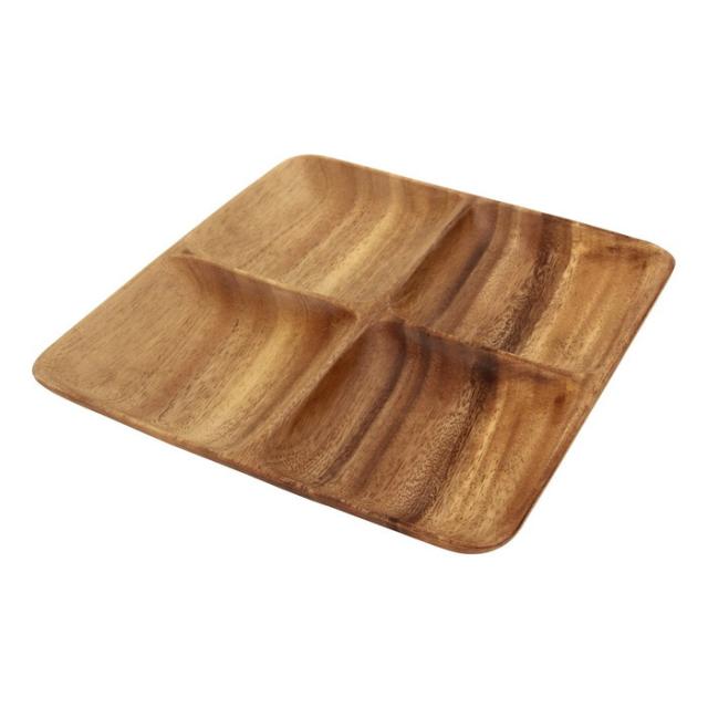 アカシアスクエアトレー 4仕切リ付 ブラウン 250×250×25 fj-30150 皿 プレート 食器 食器 カトラリー グラス キッチン用品 食器 調理器具 送料無料 北欧 モダン 家具 インテリア ナチュラル テイスト 新生活 オススメ おしゃれ 後払い 