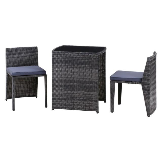 ラタン調 ガーデンテーブル チェアセット 3点 グレー 660 ×500 ×740 fj-38372  テーブル ガーデンファニチャー エクステリア ガーデンファニチャー ガーデン DIY 送料無料 北欧 モダン 家具 インテリア ナチュラル テイスト 新生活 オススメ おしゃれ 後払い の通販は