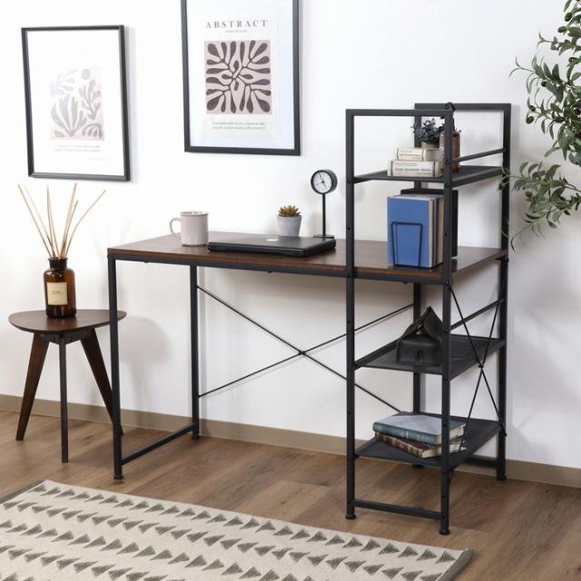 左右組み換えラック付きデスク ルカ BR ブラウン 幅1100×奥行530×高さ