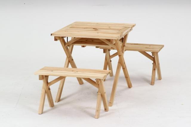 BBQ テーブル&ベンチセットミニ コンロスペース付 NA 620×750