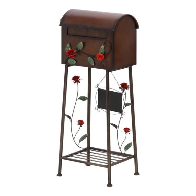 メールボックス ローズ横型 ブラウン XBDT683 fj-96761 店舗 カフェ ラウンジ ロビー ホテル 法人 ポスト 玄関 門用エクステリア エクステリア ガーデンファニチャー ガーデン DIY 送料無料 北欧 モダン 家具 インテリア ナチュラル テイスト 新生活 オススメ おしゃれ 後