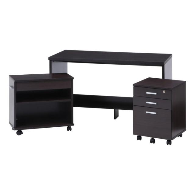 デスク3点セット ブラウン fj-99257  オフィスデスク オフィスデスク テーブル オフィス家具 送料無料 北欧 モダン 家具 インテリア ナチュラル テイスト 新生活 オススメ おしゃれ 後払い の通販は