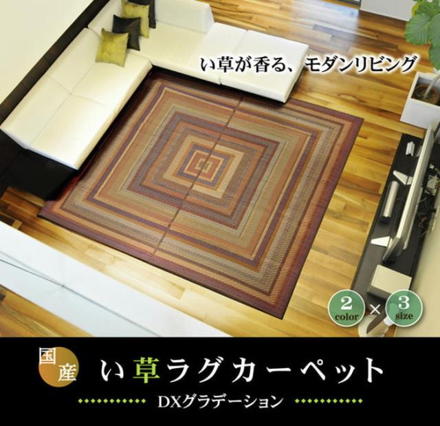 純国産 袋三重織 い草ラグカーペット ＤＸグラデーション 約140×200cm 裏:不織布 ブラウン グリーン ihk-1050090062303  カーペット ラグ カーペット マット 送料無料 北欧 モダン 家具 インテリア ナチュラル テイスト 新生活 オススメ おしゃれ 後払い の通販は