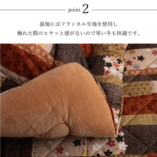 日本製 こたつ布団 こたつ厚掛け 単品 和柄 正方形 約 205×205cm ihk