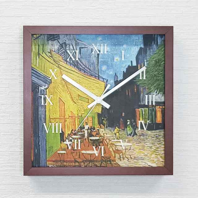 Masterpiece Clock 名画時計 Vincent Willem van Gogh ゴッホ 夜のカフェテラス CN-1003BR フレームカラー ブラウン W265×H265×D45mm k