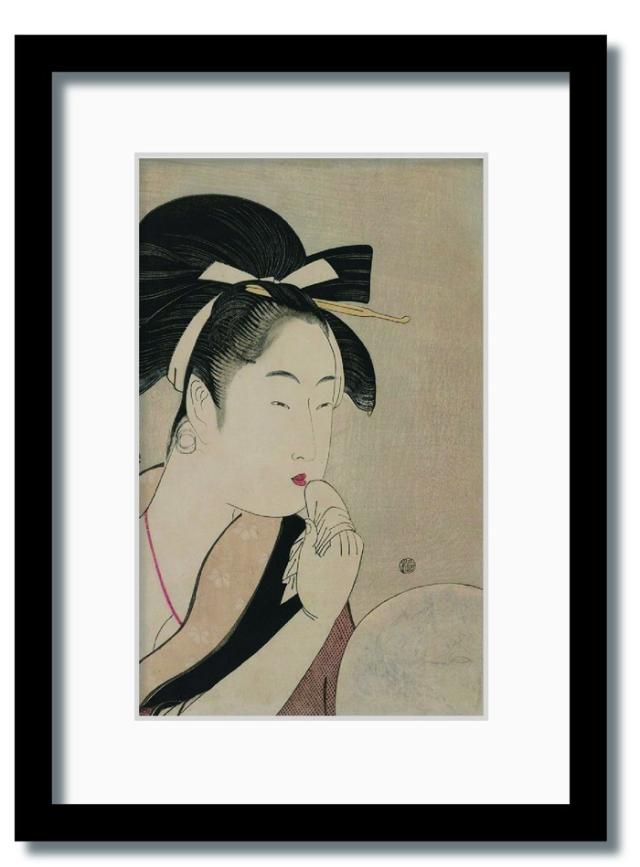 和楽シリーズ 喜多川 歌麿 浮世絵 美人画 口紅 WR-2009BK-A3 フレームカラー ブラック サイズ W317×H440×D20mm 1350g kar-11670372s5  アートパネル アートボード 壁紙 装飾フィルム 送料無料 北欧 モダン 家具 インテリア ナチュラル テイスト 新生活 オススメ おしゃれ 後の通販は 7,965円