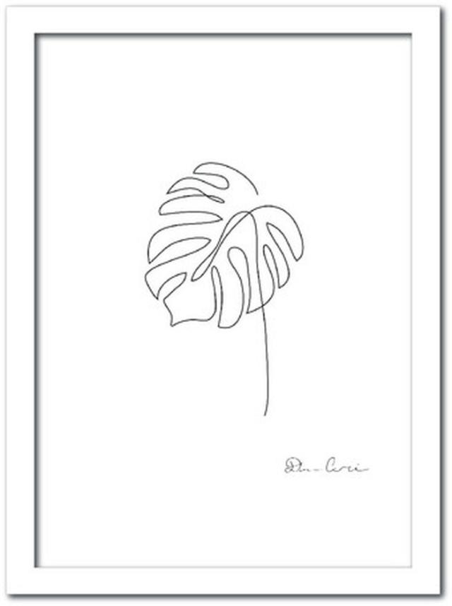 ラインアート モンステラ2 ST-2002WH-A3 フレームカラー ホワイト サイズ A3 kar-7416878S6  アートパネル アートボード 壁紙 装飾フィルム 送料無料 北欧 モダン 家具 インテリア ナチュラル テイスト 新生活 オススメ おしゃれ 後払い の通販は 6,613円