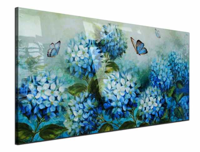 バーニッシュ ウォール アート BURNISH  WALL ART BLUE FLOWER BUTTERFLY BWA-020 kar-7859643s1  アートパネル アートボード 壁紙 装飾