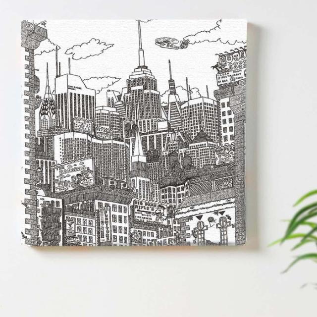 街並みイラスト STREET XLサイズ 100cm×100cm アートパネル ファブリックパネル アートボード インテリアパネル 壁掛け 日本製 ラッピング付き lib-mzk-0002-xl  アートパネル アートボード 壁紙 装飾フィルム 送料無料 北欧 モダン 家具 インテリア ナチュラル テイスト 新の通販は