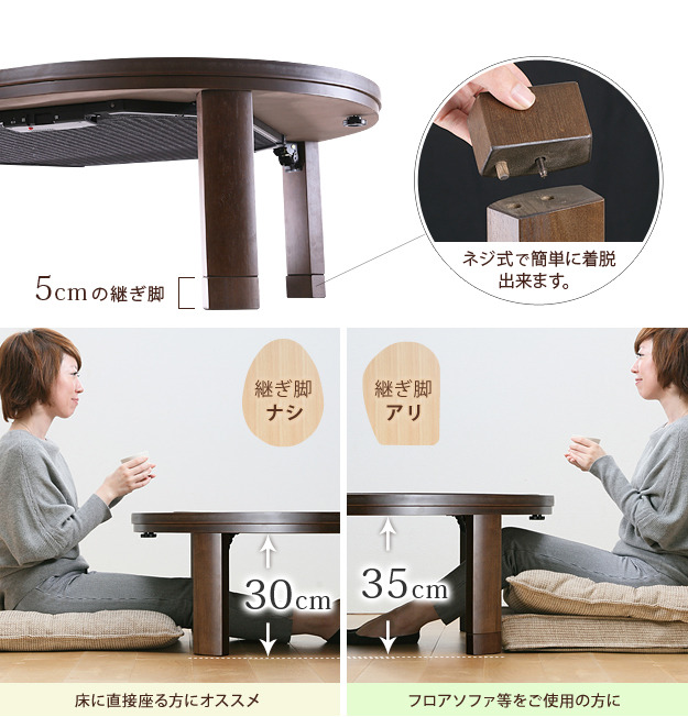 こたつ テーブル 国産 折脚フラットヒーターこたつ〔エッグ&ビーンズ