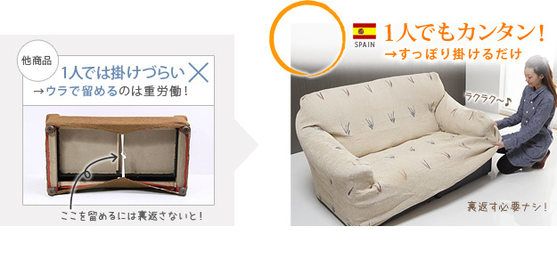 ソファーカバー ストレッチ 肘付き『スペイン製ストレッチフィット
