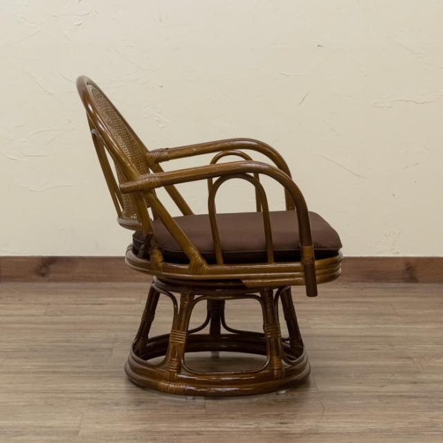ラタン 回転座椅子 ミドルタイプ BR/HN ブラウン ハニー sk-im14 店舗