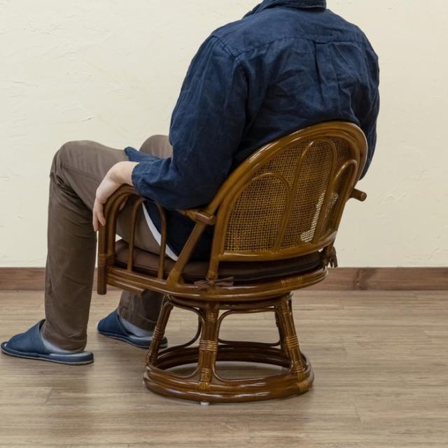 ラタン　回転座椅子　ミドルタイプ　ハニー ラタン 回転座椅子 ミドルタイプ BR/HN ブラウン ハニー sk-im14 店舗