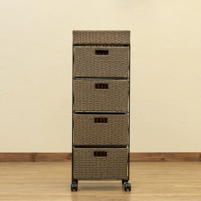 ラタン調　チェスト　4段　アイボリー Amazon｜ラタン調チェスト 【4段 ワイド アイボリー】 幅78cm スチール