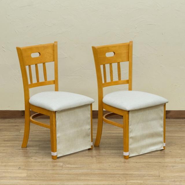 ダイニングコタツ兼用チェア 2脚セット ライトブラウン（LBR