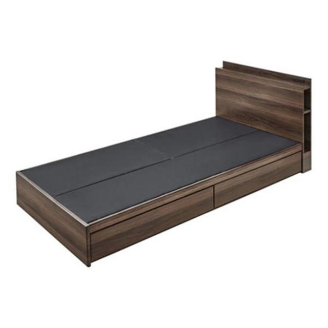 引き出し付ベッド シングル ブラウン ナチュラル W99×D207×H75×SH24 azu-b-91s 店舗 カフェ ラウンジ ロビー ホテル 法人 ベッドフレーム ベッド 送料無料 北欧 モダン 家具 インテリア ナチュラル テイスト 新生活 オススメ おしゃれ 後払い