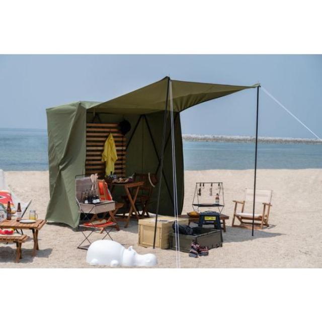 テント ベージュ グリーン W200×D107×H198 テント ルームテント おこもり プライベート ベッドスペース クローゼット 販売 シンプル インダストリアル カジュアル ベージュ グリーン azu-dis-501 店舗 カフェ ラウンジ ロビー ホテル 法人