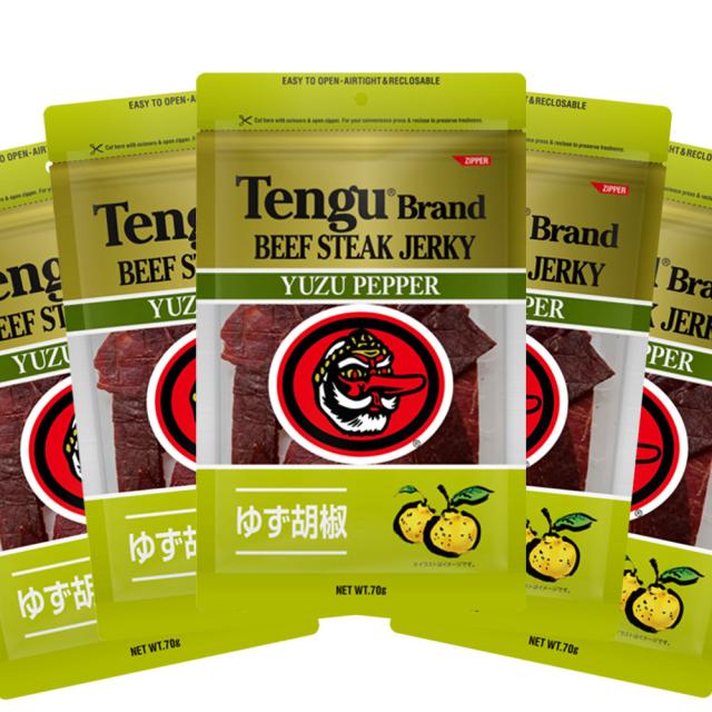 テング ビーフジャーキー 柚子胡椒 ７０g×５袋セット 送料無料 おつまみ 天狗