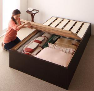 日本製 収納付きベッド シングル ( 薄型プレミアム ボンネルコイルマットレス付き ) スノコ床板 深さラージ ( 組立設置付き ) ヘッドレスのサムネイル