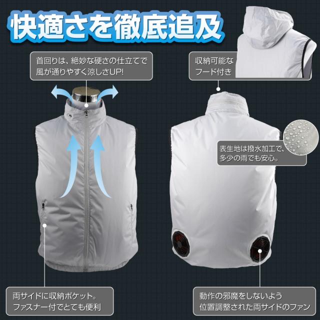 空調ベスト 30Vひんやり風冷ベスト 紺L フルセット 1組の通販はau