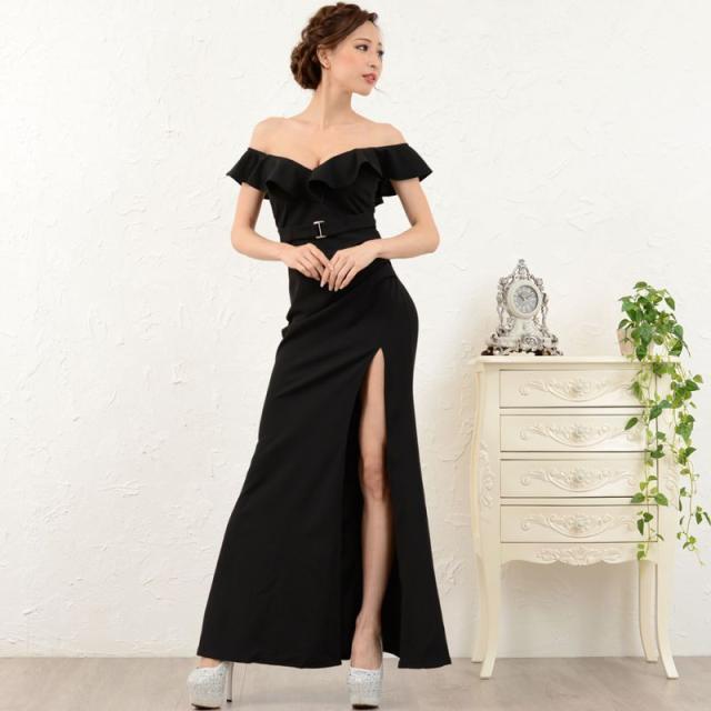 セクシースリットフリルロングドレス パーティードレス キャバドレス 3035 の通販はau Pay マーケット Focusdress
