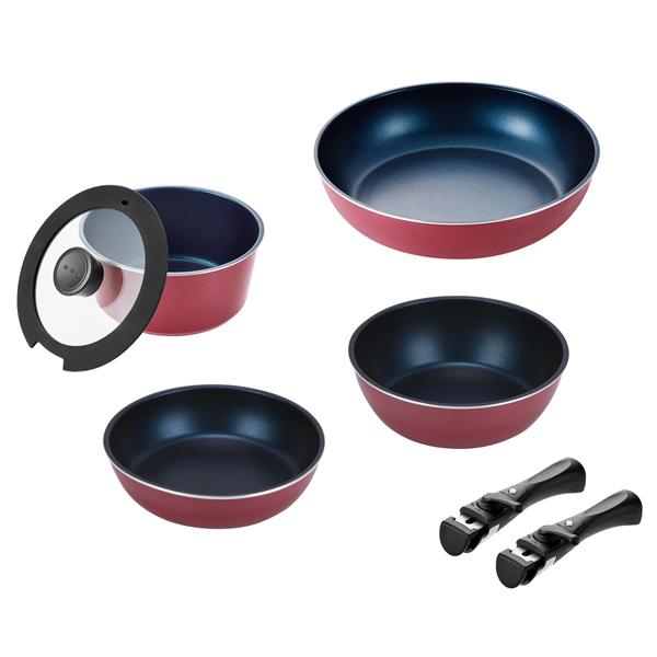 スタックプラス　ブルーダイヤモンドコートIH対応クックウェア7点セットA　レッド ×20セット[倉庫区分MN]の通販は