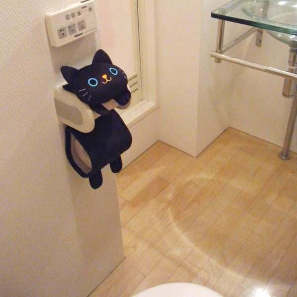 ねこのトイレロールペーパーホルダー クロ[倉庫区分MN]の通販はau PAY