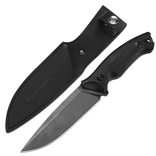 SWISS+TECH シースナイフ サバイバルナイフ D2鋼 ストーンウォッシュ G10ハンドル アウトドア DIY 登山 キャンプ 防災 釣りの通販は