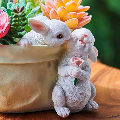 多肉植物鉢 ガーデニング 置物 プランター - ウサギの植木鉢