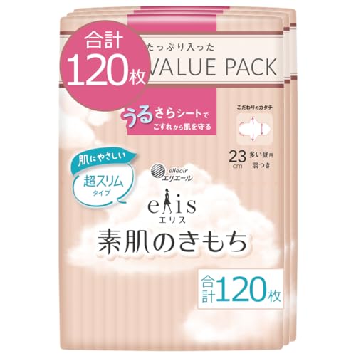 エリス　素肌のきもち　23cm　羽つき　20コ入り　27パック　ふんわり エリス素肌のきもちLuna fit ルナフィット 超スリム（多い昼用）羽つき