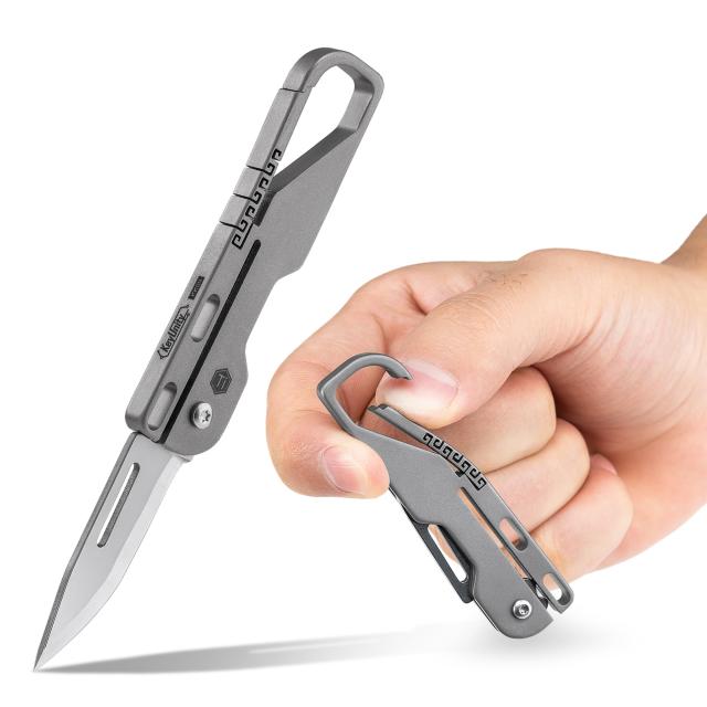 KK09 カラビナナイフ ポケット折り畳みナイフ チタン製 EDCミニナイフ miniナイフ 小型ナイフ 刃の長さ43mm 軽くて頑丈の通販は