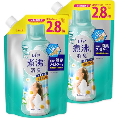 レノア 超消臭 煮沸レベル消臭 抗菌ビーズ 部屋干し 花とおひさまの香り 詰め替え 1180mL×2袋まとめ買い