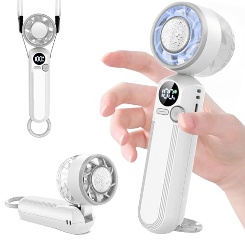 ハンディファン 冷却プレート付き 1秒冷感 100段階パワフル風量 首掛け/卓上/手持ち/腰掛け カラビナとストラップ付き 最長12h稼働 超軽