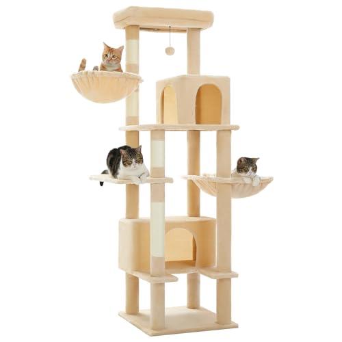 キャットタワー 多頭飼い 大型猫用 スリム 猫タワー 大型 爪研ぎ 麻紐 ハンモック 据え置き 省スペース  おしゃれ かわいい 170cm